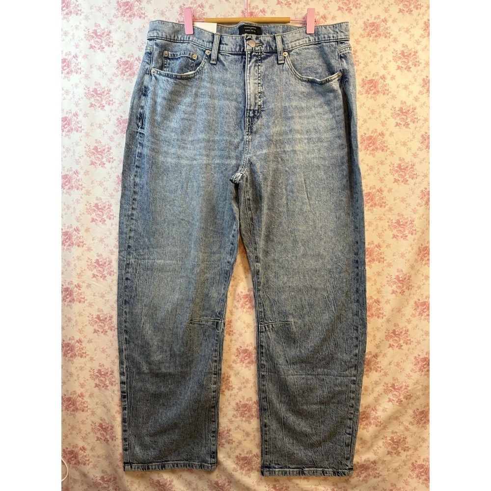 Banana Republic Barrel Mid-Rise Jeans 33/16 Tall Blue Denim NWT